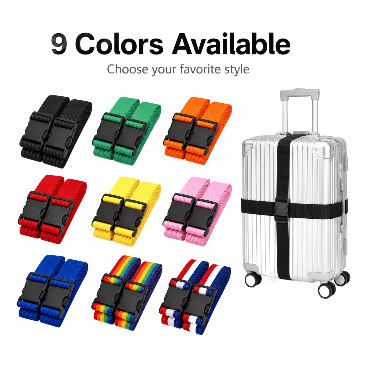 Sangle valise droite en polyester, lot de deux pièces, vue de trois quarts