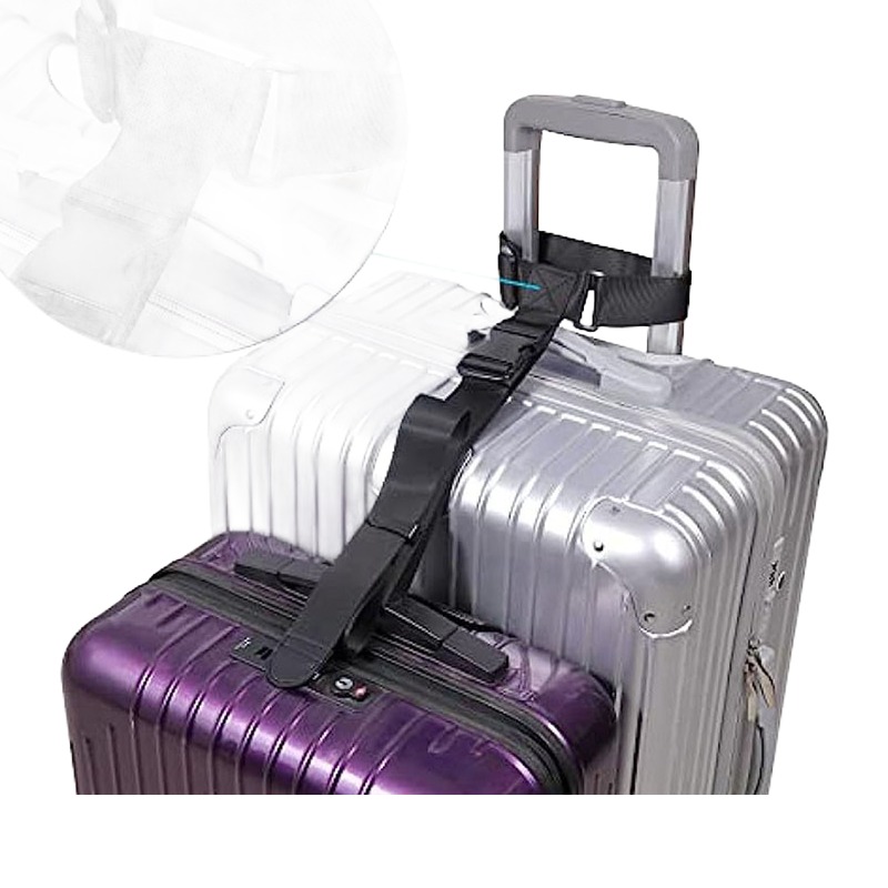Sangle valise elastique a boucle a clip reglable, vue de trois quarts