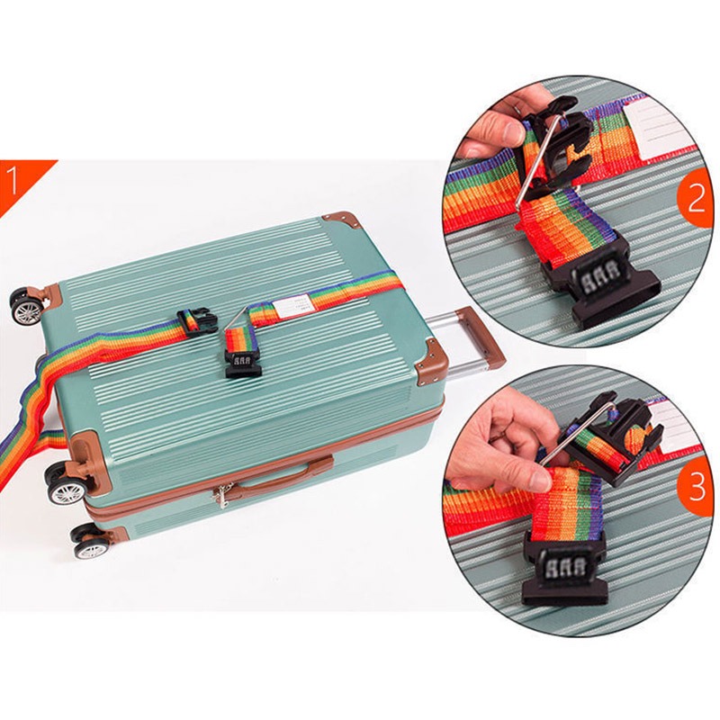 Sangle valise réglable à boucle codée, deux mètres, vue de profil