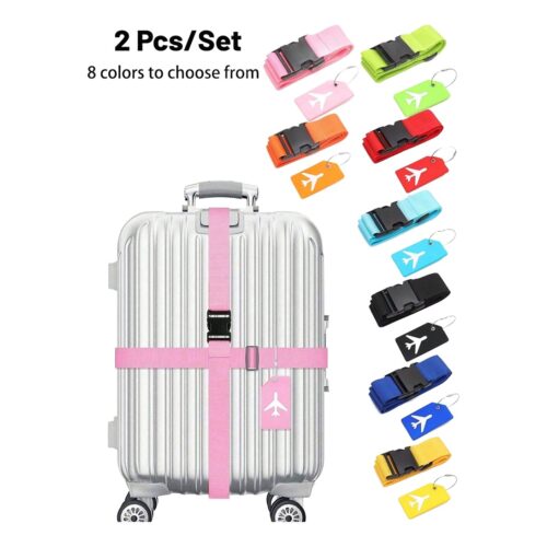 Sangle valise, sangle bagage en nylon avec etiquette assortie, vue principale