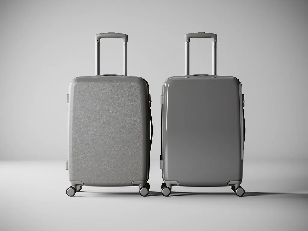 Valise en ABS ou polycarbonate : coque mate texturee a gauche, coque brillante a droite