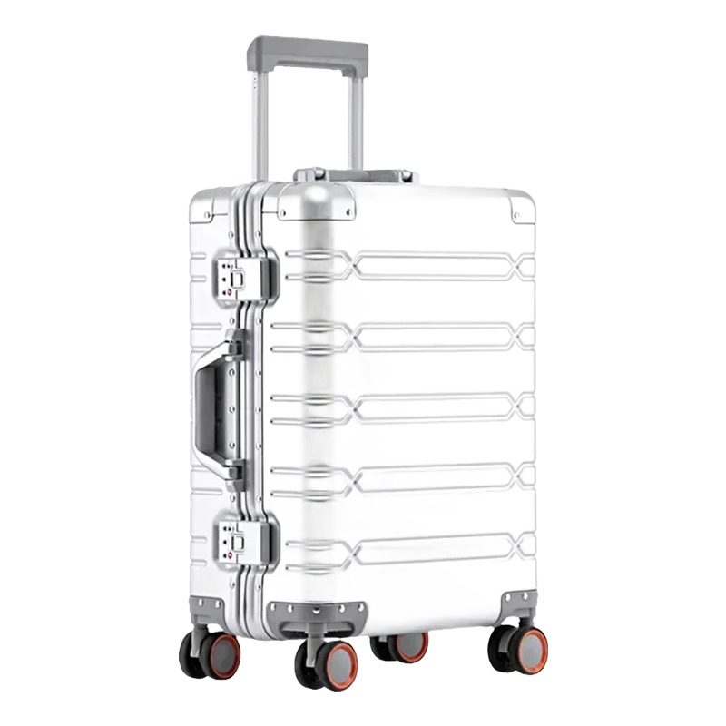 Valise cabine aluminium à cadre, format 20 pouces, vue de trois quarts